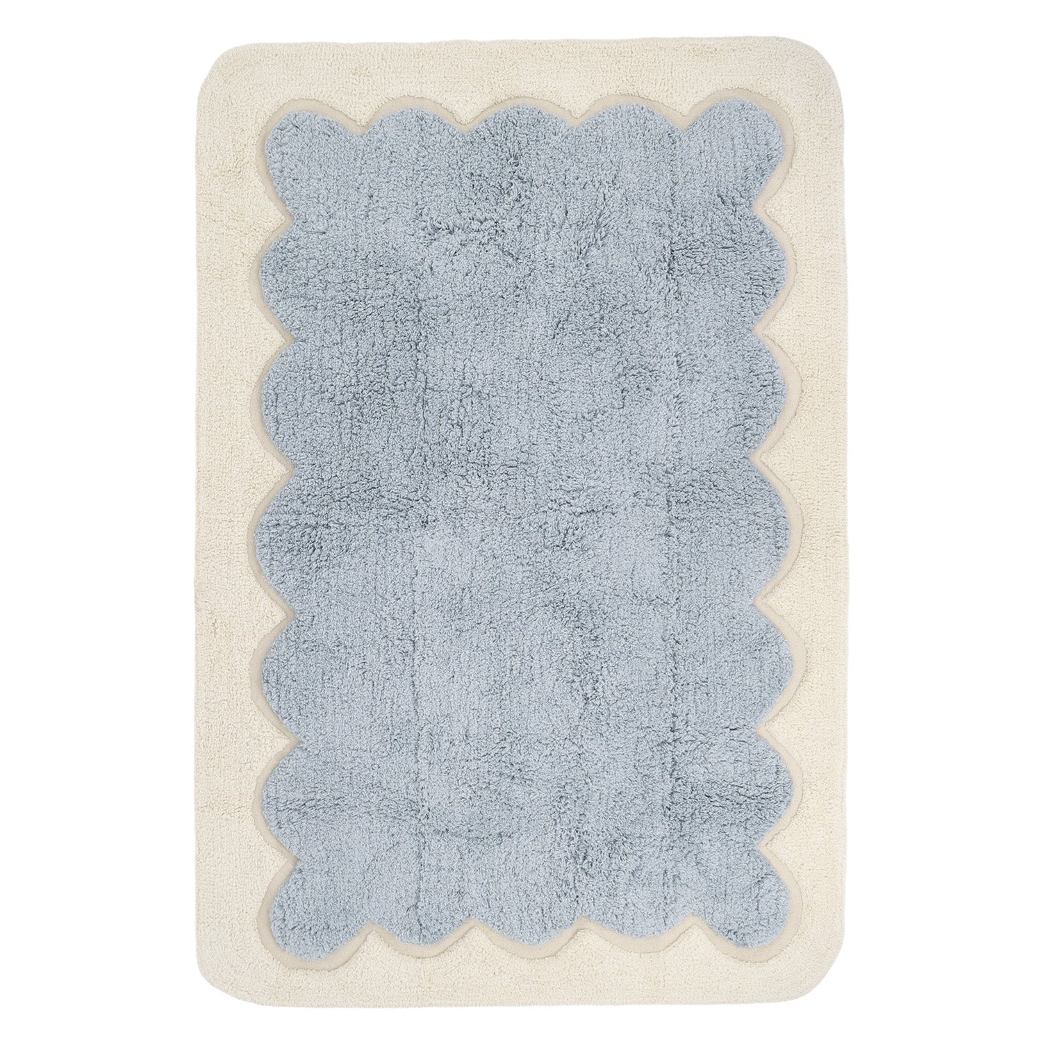 Nattiot Washable Cotton scalloped designer Kid's rug Alfonsina blue - 100 x 150 cm