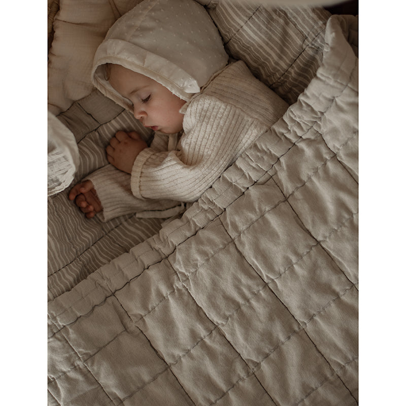 Nattiot Reversible Washed Cotton Baby blanket - Anna Sand - 140 x 100 cm